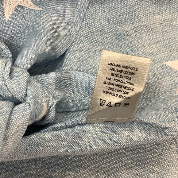 John Mark 100% Linen Light Blue Star Print Shirt - Picture 7 of 7